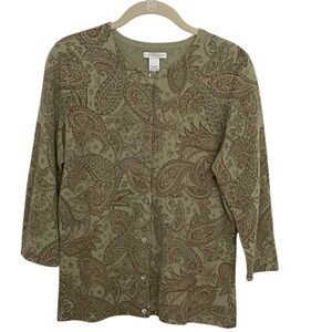 Tweeds Lambswool Angora blend button paisley cardigan L